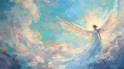 angel with wings oil painting