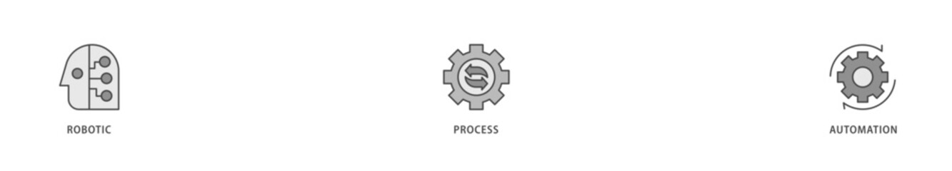 RPA icons set collection illustration of robot, ai, artificial intelligence, automation, process, conveyor, and processor icon live stroke and easy to edit 