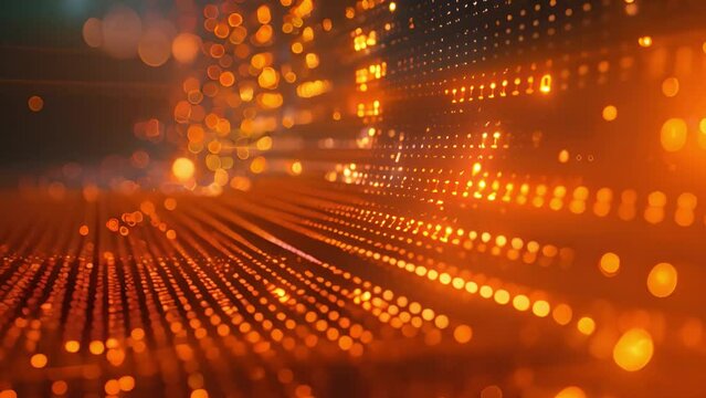 Abstract Digital Data Stream in Glowing Orange and Red
