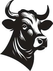 black and white bull