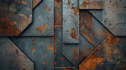 Abstract Rusty Metal Texture Background with Geometric Shapes