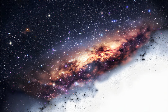 galaxy, white background, wideview ptoto