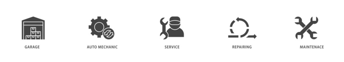 Car servicing icons set collection illustration of repairing, maintenace, service, auto mechanic, garage icon live stroke and easy to edit 