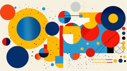 Obraz premium Simple and eyecatching design featuring a collage of circles squares and triangles in primary colors ideal for childrens learning apps