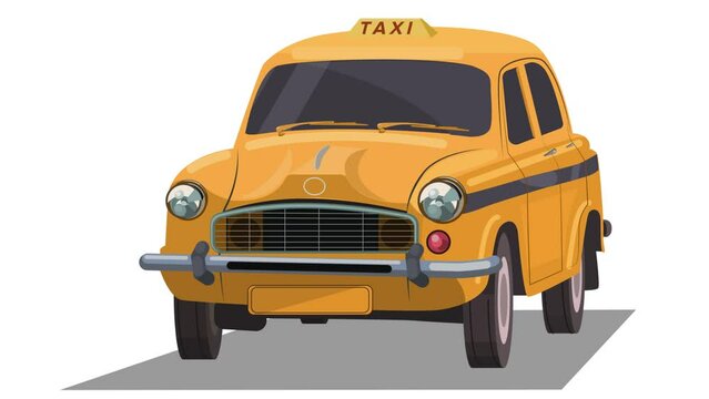 Taxi animation, Yellow Taxi Rides. Transparent Background. Motion Graphics. Animation Video
