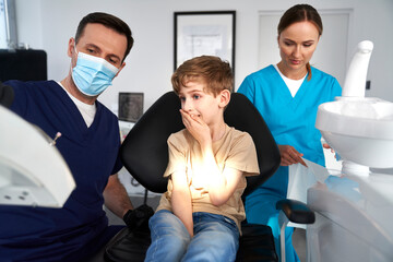 Child having visit at dentist's office