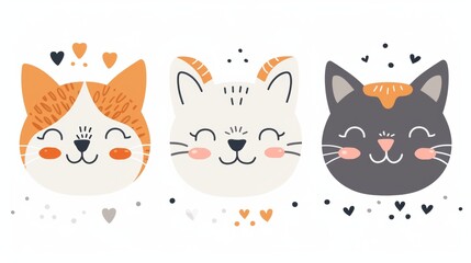 Cat. Flat vector illustration of cute animal. Baby nursery art.