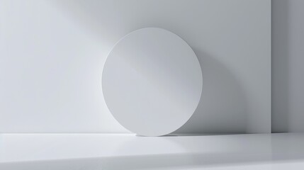 3D rendering of a white circle on a white background - obrazy, fototapety, plakaty