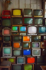 Vintage TV stacks nostalgic room