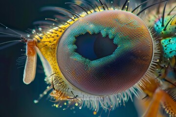 Microscopic cross-section of a fly's eye. - obrazy, fototapety, plakaty