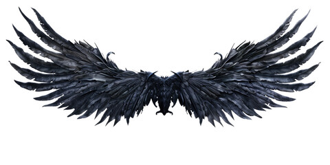 black demon wings isolated on white or transparent png 