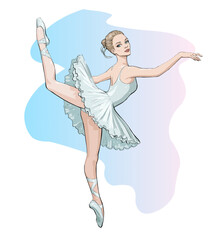 Naklejka premium Portrait of the ballerina in ballet pose