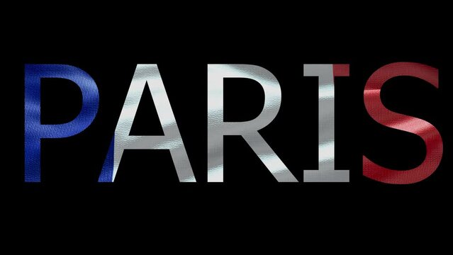 Paris Name on Transparent Background. Waving Flag