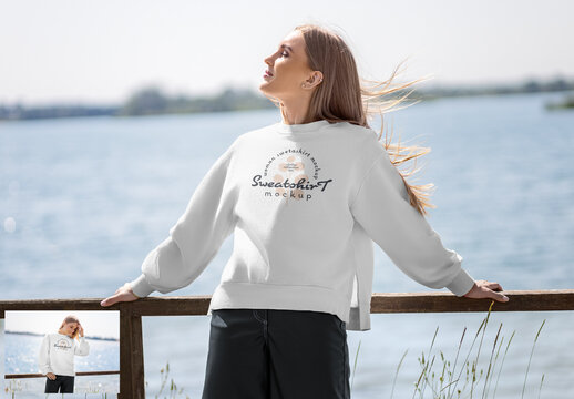 2 Mockups Sweatshirt of the Girl by the Lake Sweatshirt