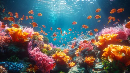 Fototapeta na wymiar Underwater World: Dive into the underwater world, capturing marine life and coral reefs.