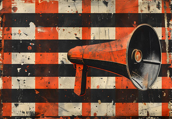 Megaphone or loudspeaker on vintage background
