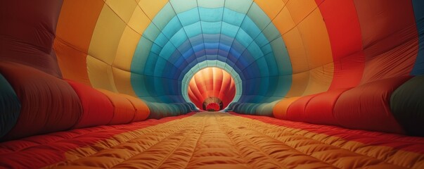 The inside of an inflated hot air balloon