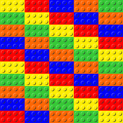 Seamless pattern with plastic construction blocks different colours toy art background print design decor	
