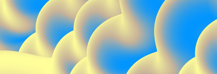 Abstract blue and yellow liquid waves futuristic background. Vector banner design