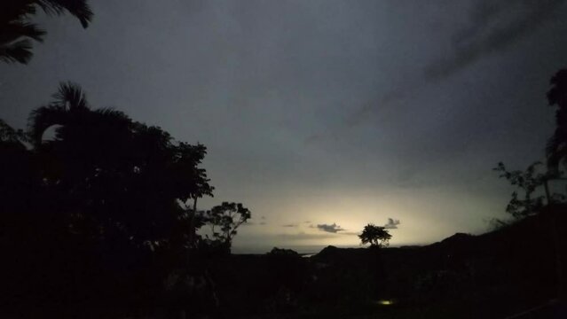 A mesmerizing sight - slow motion of lightning flashing through the evening sky. An epic natural spectacle captured in just a few seconds