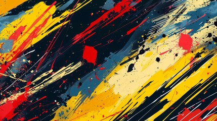 Vibrant Abstract Art with Splashes of Color and Dynamic Strokes