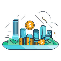 Vector icon representing investment in urban development, ideal for financial and real estate designs.