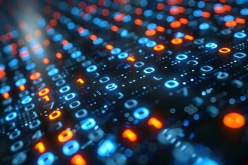 Futuristic Digital Data Stream in Blue - Technology Concept