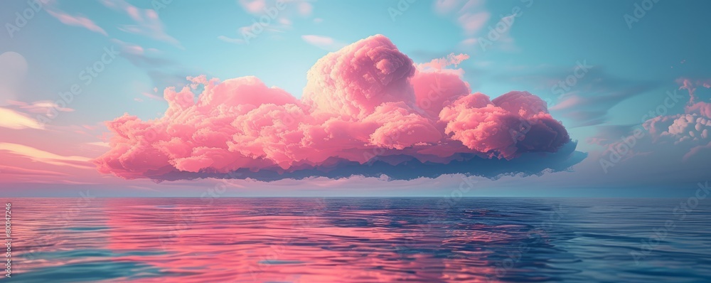 Wall mural Pink cloud floating above the sea - Wall murals