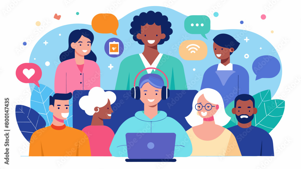 Poster a teletherapy group session brings together individuals with various neurodivergent traits creating 