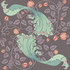 William and Morris seamless floral pattern design, textile pattern design, peacock pattern