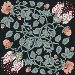 William and Morris seamless floral pattern design, textile pattern design