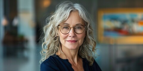 Confident senior woman in body positive corporate portrait.