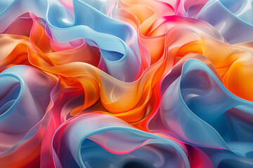 3D Illustration of twisted colorful shapes, 3d render, illustration, art background