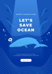 World ocean day flat illustration for poster, flyer, banner.
