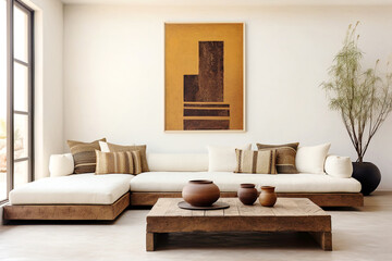 Naklejka premium Farmhouse, country home interior design of modern living room.