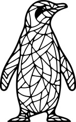 Animal manchot pingouin mandala dessin animé style cartoon pour page ou livre de coloriage pour enfant. Isolé du fond, dessin au trait noir totalement transparent et prêt a colorier et ajuster