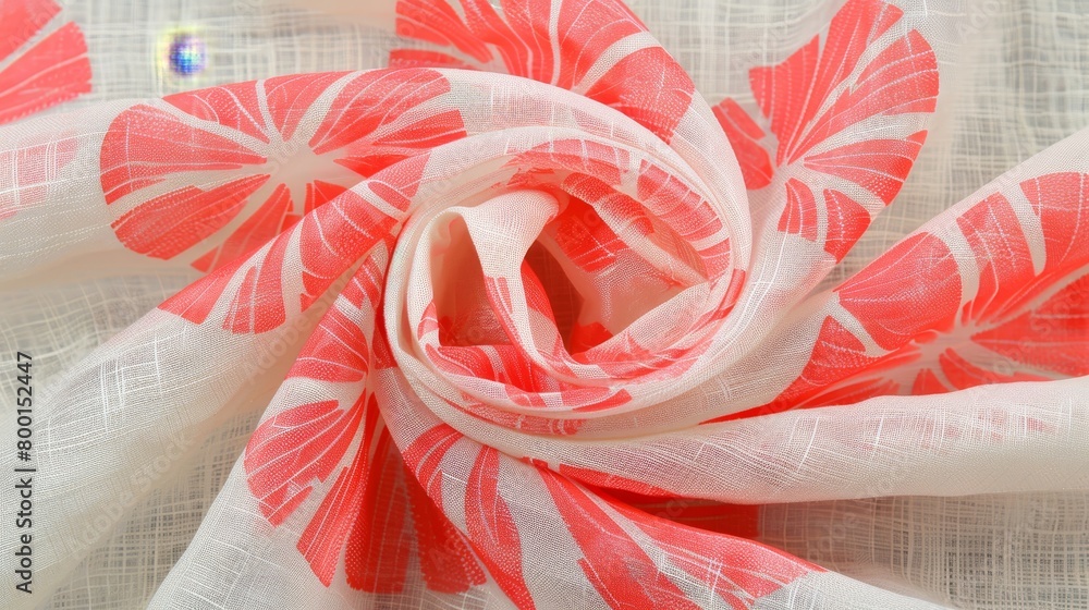 Poster detailed close up of fabric with intricate red and white patterns for enhanced visibility