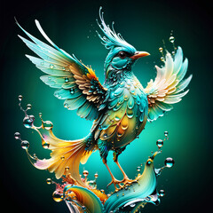 Fototapeta premium golden eagle with blue wings