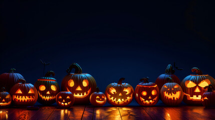 Illuminated pumpkins, halloween concept