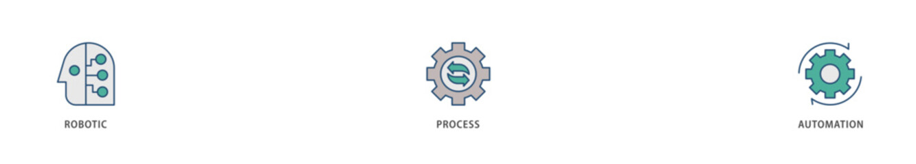 RPA icons set collection illustration of robot, ai, artificial intelligence, automation, process, conveyor, and processor icon live stroke and easy to edit 