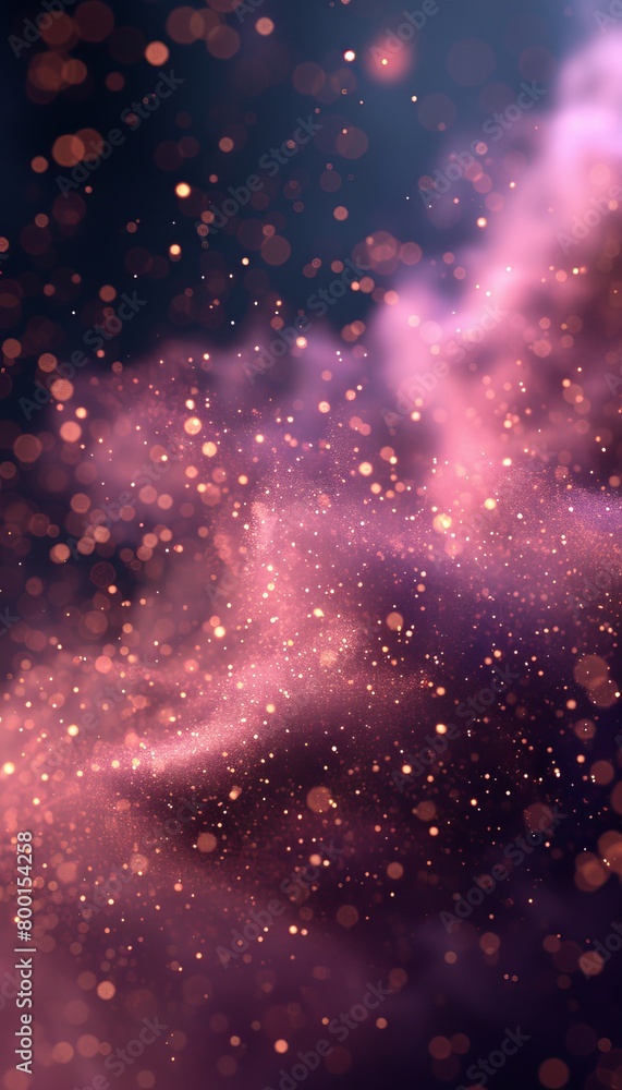 Poster dynamic presentation of vivid bokeh lights and colorful dots on a vibrant background