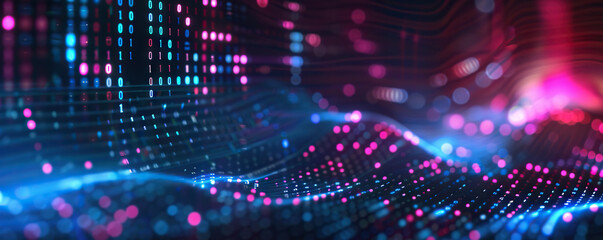 Obraz premium Digital abstract background. Can be used for technological processes, neural networks and AI, digital storages, sound and graphic forms, science, education, etc.