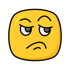 Pixel perfect icon of jealous emoji, isolated on white background