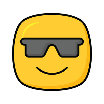 Glasses on emoji face showing concept icon of cool emoji, proud emoji