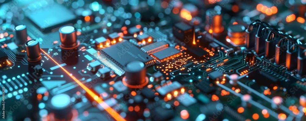 Poster Advanced robotics integration in modern electronics assembly on a circuit board