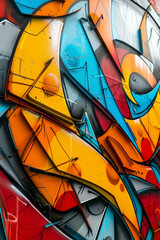 Vibrant graffiti artwork highlighting intricate shapes and bold lines in a dynamic composition.