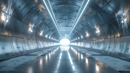 A blank mockup scene in a tunnel with polished surfaces, conveying luxury and exclusivity. Sophisticated ambiance with an elegant touch.