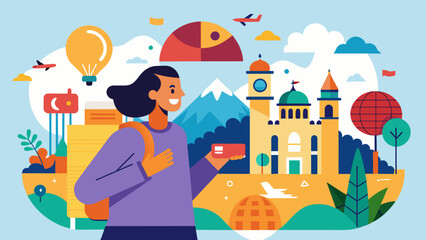 A traveler with ADHD experiencing the thrill of exploring new cultures and places their energy channeled into soaking up every moment and making. Vector illustration
