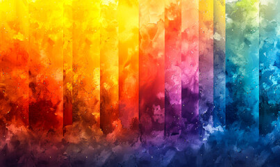 Obraz premium Vibrant Watercolor Rainbow Cloud Backdrop - Colorful Abstract Painting Style Sky Cloudscape Illustration