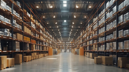 Efficient and dynamic warehouse operations with focus on logistics management, package tracking, and shelf organization.